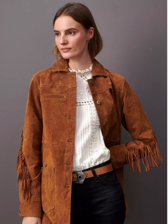 Pilcro Jackets & Blazers - NWT Anthropologie Pilcro Danae Fringed Suede Jacket Sz SP